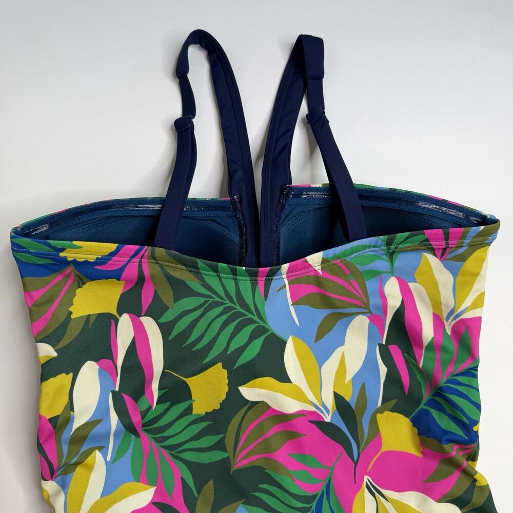 Boden Corsica Multicolor Floral Print Halter Neck Tankini Swim Top Size 10 - Picture 7 of 11